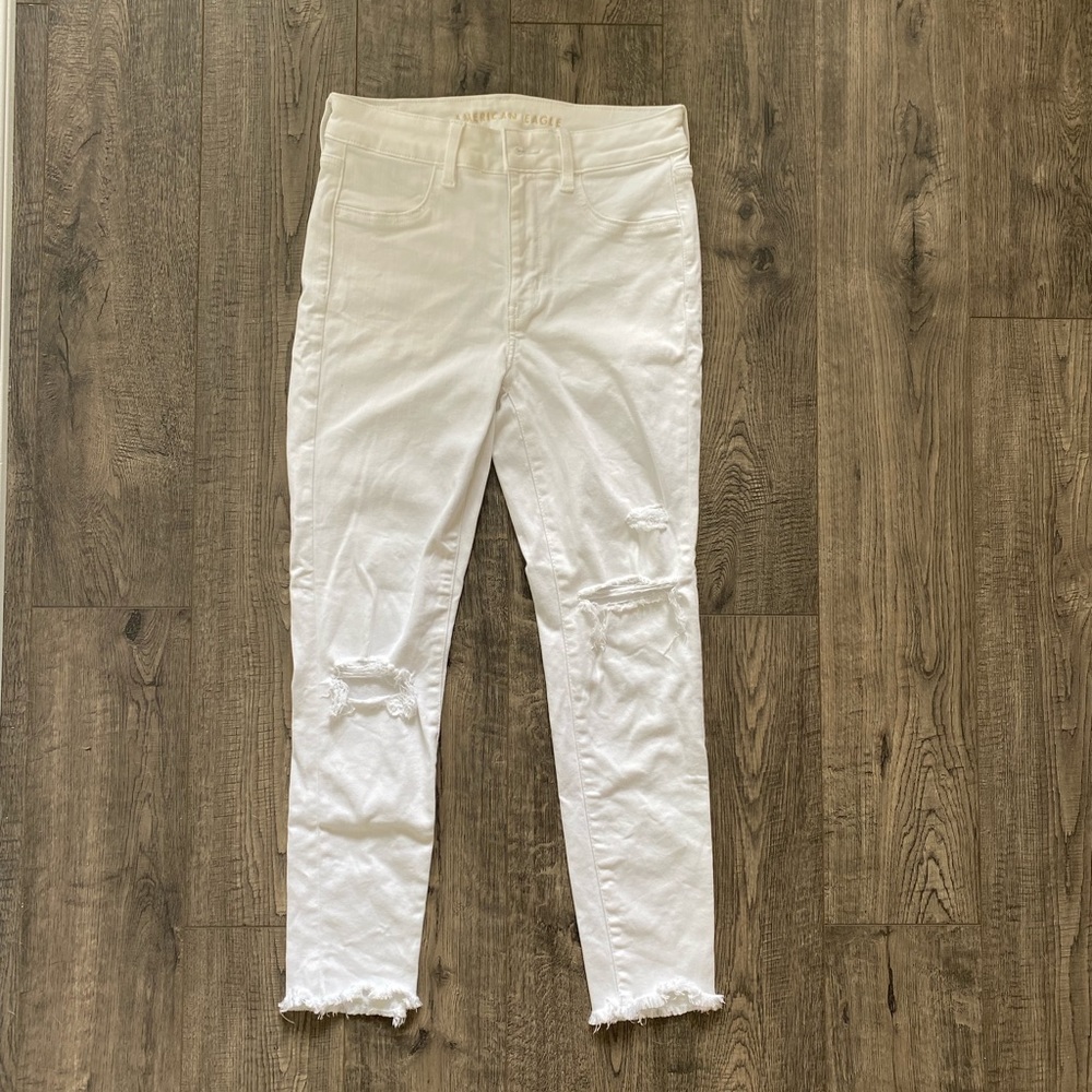 American Eagle Hi-Rise Jegging Crop Ripped Jeans